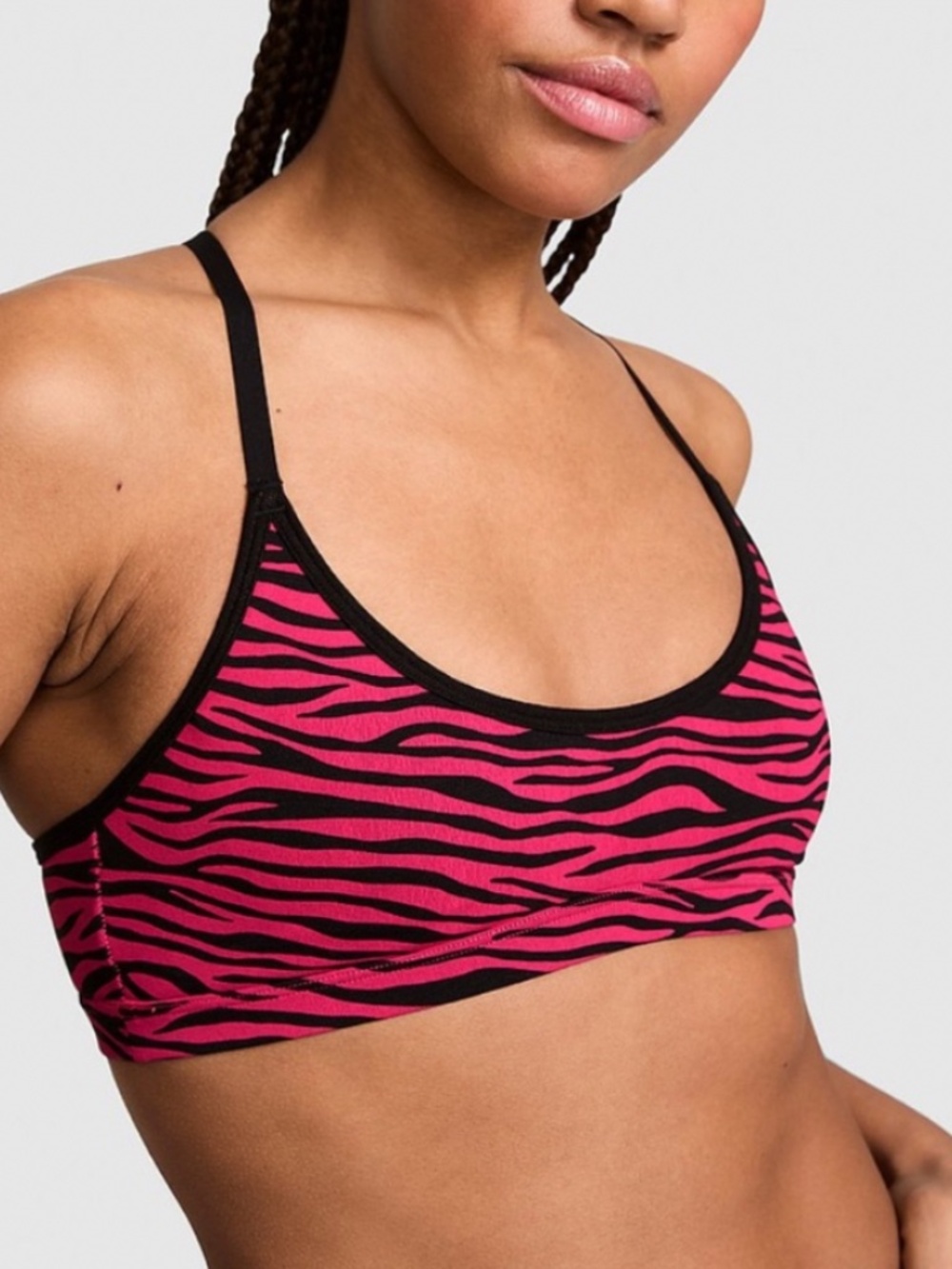 PINK VS | Women's Pink Zebra-Print Seamless Bralette